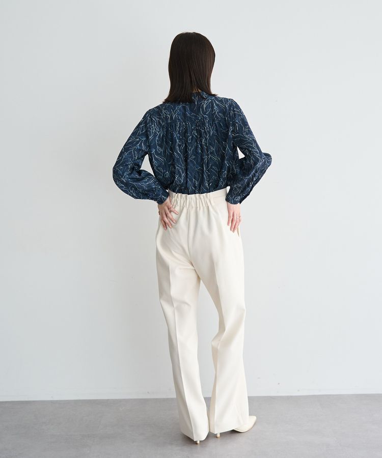 YECCA VECCA「ラインフラワー柄ギャザーブラウス」|シャツ・ブラウス|