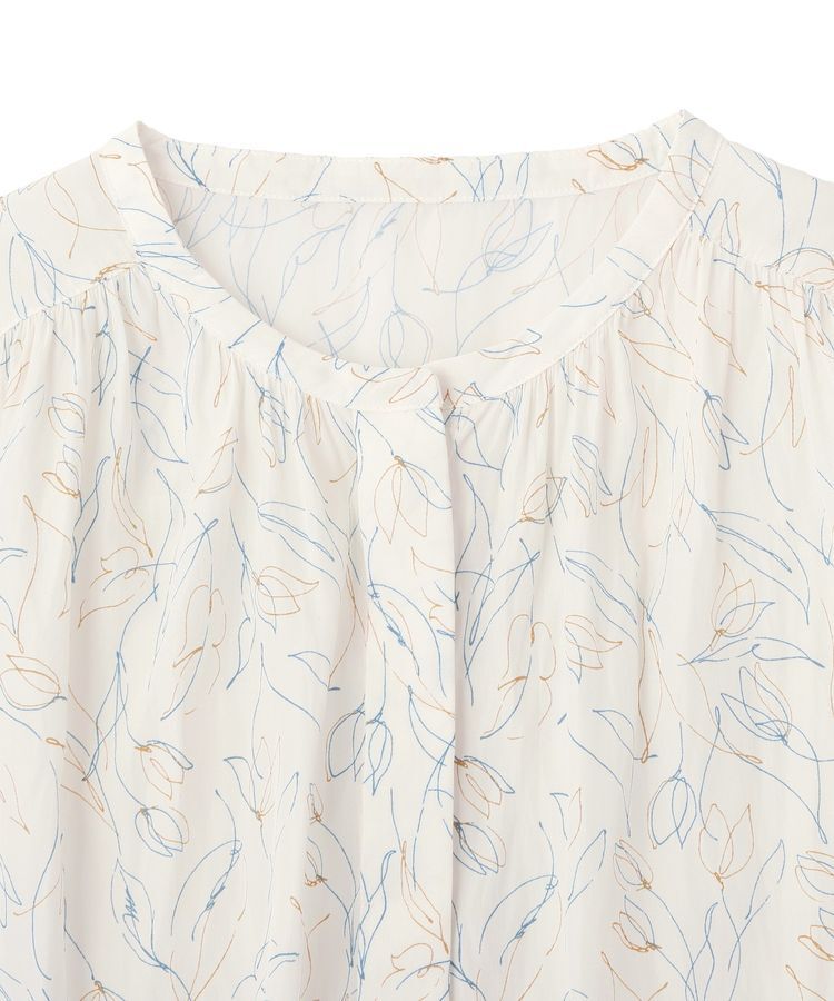 YECCA VECCA「ラインフラワー柄ギャザーブラウス」|シャツ・ブラウス|