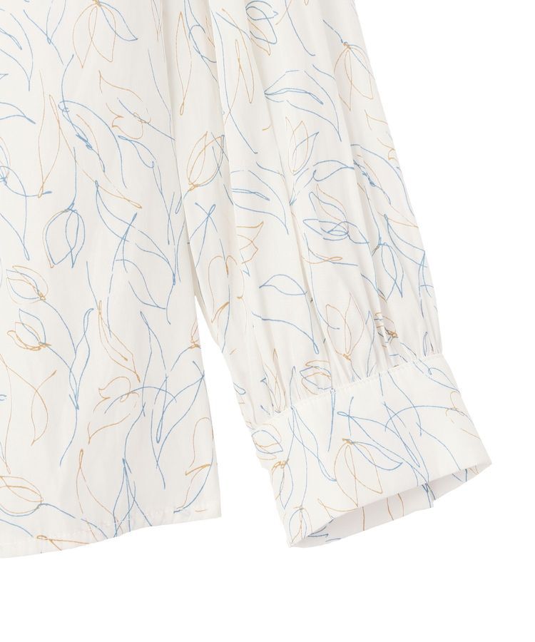 YECCA VECCA「ラインフラワー柄ギャザーブラウス」|シャツ・ブラウス|