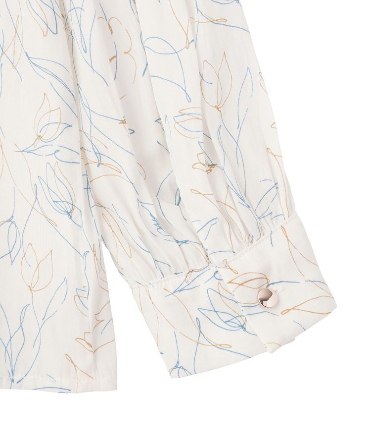 YECCA VECCA「ラインフラワー柄ギャザーブラウス」|シャツ・ブラウス|