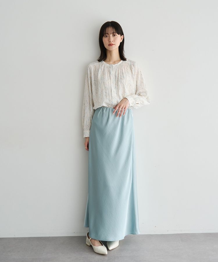 YECCA VECCA「ラインフラワー柄ギャザーブラウス」|シャツ・ブラウス|