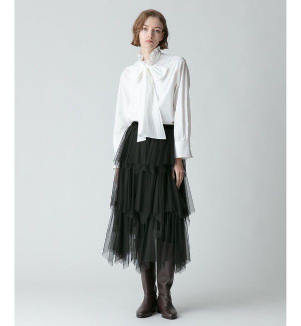 allureville「ソフトチュールティアードスカート」|スカート|