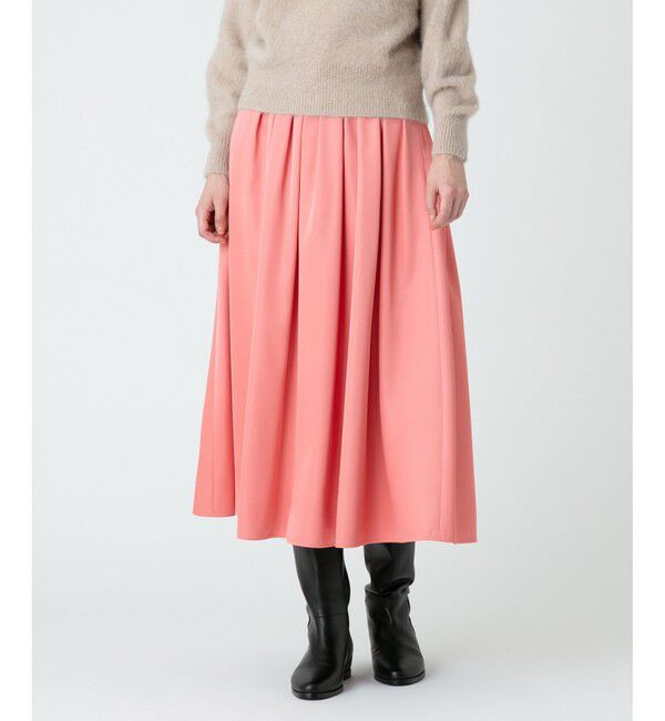 LOULOU WILLOUGHBY「【LOULOU WILLOUGHBY】ブライトツイルタックスカート」|スカート|ピンク