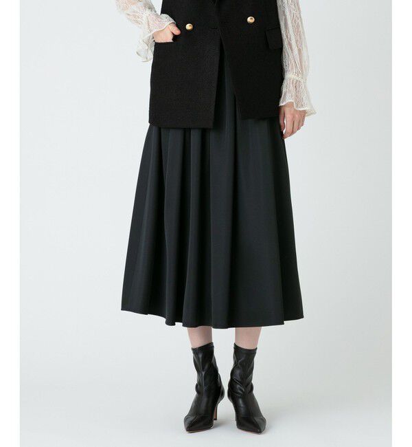 LOULOU WILLOUGHBY「【LOULOU WILLOUGHBY】ブライトツイルタックスカート」|スカート|ブラック