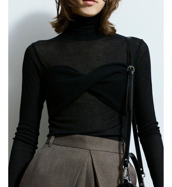 allureville「ツイストニットブラレット」|ベスト・ジレ|ブラック