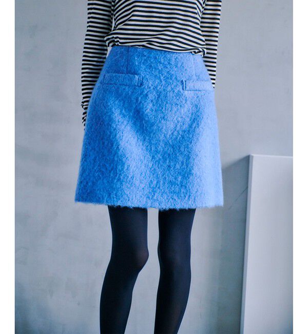 allureville「モヘヤシャギーミニスカート」|スカート|ブルー
