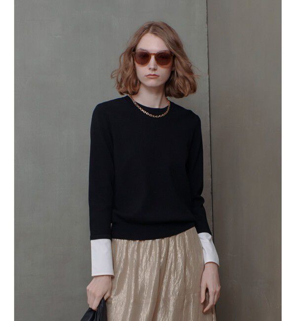 allureville「カフスドッキングプルオーバー」|ニット・セーター|ブラック