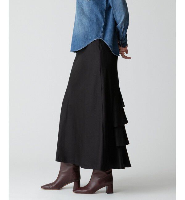 allureville「ソフトサテンバックフリルナロースカート」|スカート|