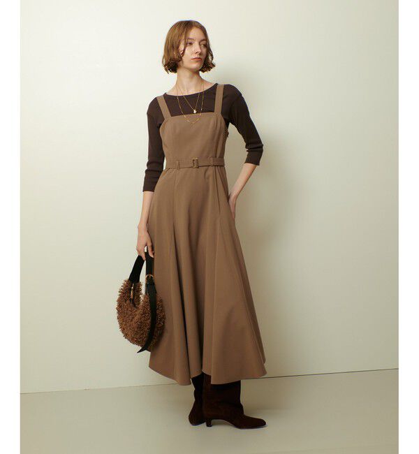 allureville「イレギュラーヘムジャンパースカート」|ワンピース|モカ