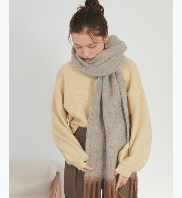 titivate「メランジボリュームマフラー」|ストール|ミント