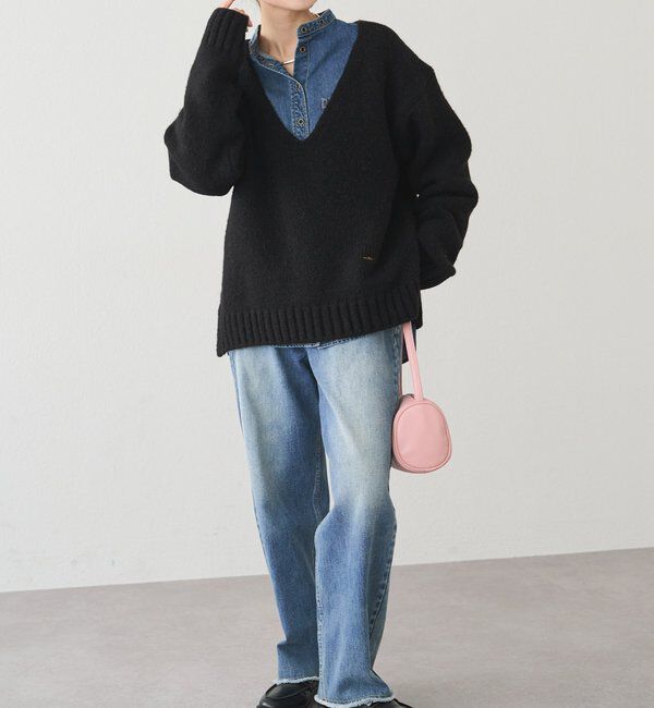  「アルパカ混深Vネックニットプルオーバー」|キャミソール|