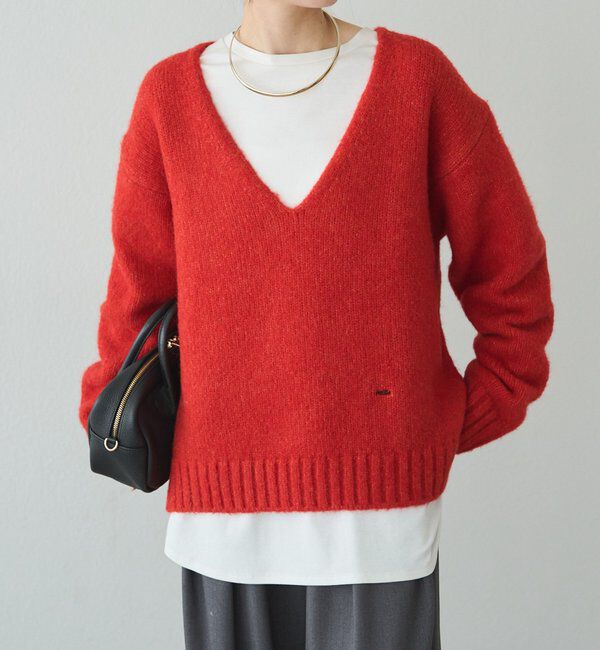  「アルパカ混深Vネックニットプルオーバー」|キャミソール|