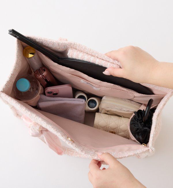  「【LouLoumei】スカーフ付ツイード横長キャリーオントート／自立可能／推し活」|ショルダー・メッセンジャー|