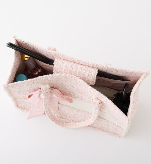  「【LouLoumei】スカーフ付ツイード横長キャリーオントート／自立可能／推し活」|ショルダー・メッセンジャー|