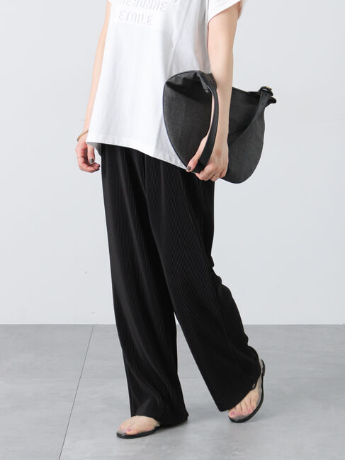 Lugnoncure「【セルフカット】無地/柄アソートプリーツパンツ」|その他|ブラック