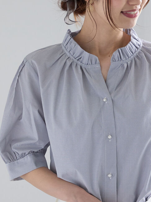 Te chichi「パターンアソートスタンドフリルブラウス」|シャツ・ブラウス|グレー