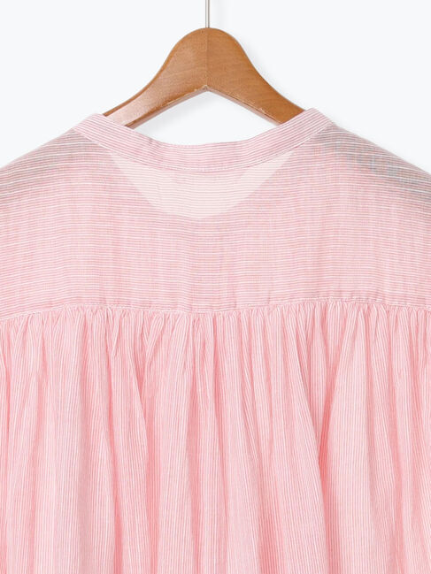 Lugnoncure「先染めストライプギャザーブラウス」|シャツ・ブラウス|