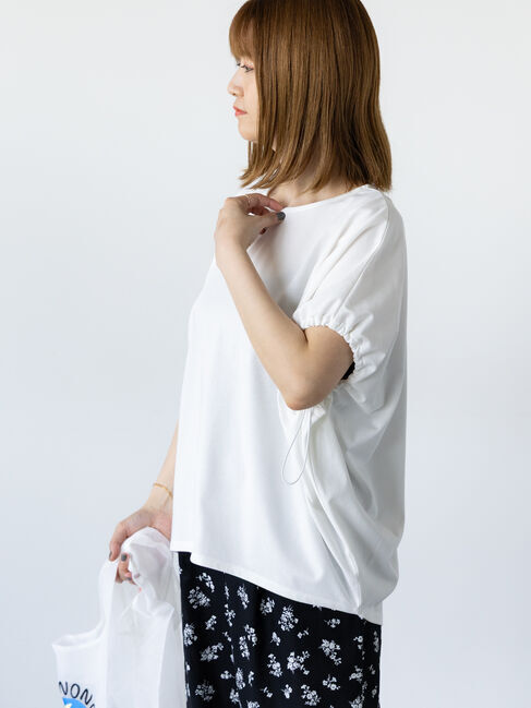 Lugnoncure「【接触冷感】袖口ドロストトップス」|Tシャツ・カットソー|オフホワイト