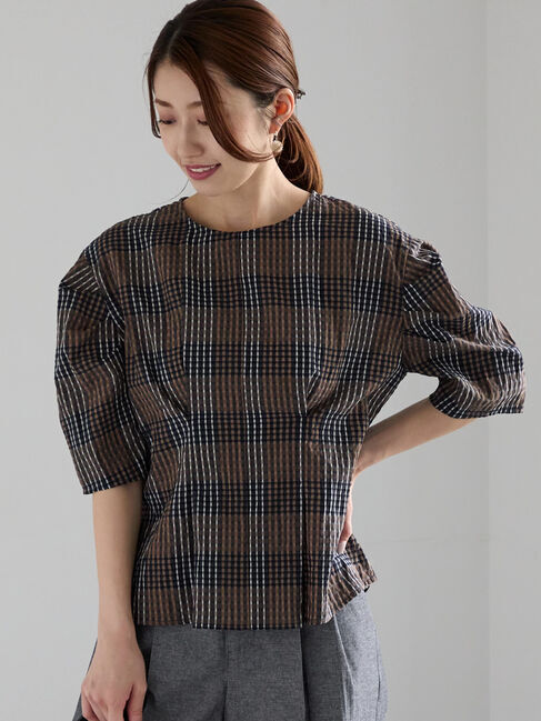 Te chichi「サッカーチェックブラウス」|シャツ・ブラウス|ネイビー