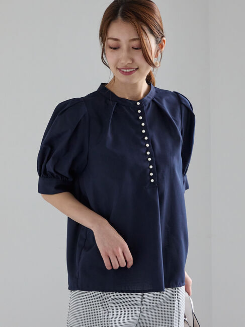 Te chichi「フロントメニーパールボタンブラウス」|シャツ・ブラウス|ネイビー