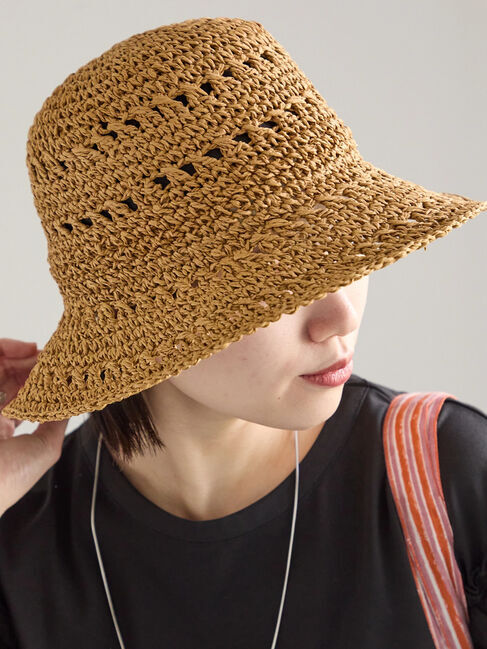 Samansa Mos2 blue「編み柄ぺーパーハット」|その他|