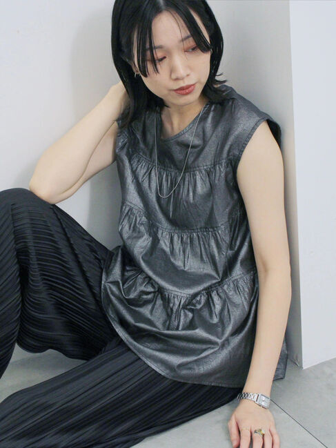 Samansa Mos2 blue「◎ティアードブラウス」|シャツ・ブラウス|