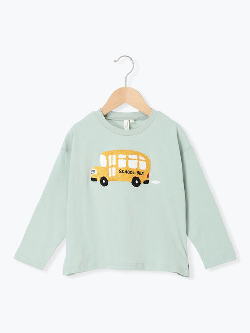 Samansa Mos2 Lagom「スクールバスさがら刺繍ロンT」|Tシャツ・カットソー|ミント