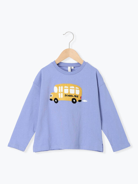 Samansa Mos2 Lagom「スクールバスさがら刺繍ロンT」|Tシャツ・カットソー|ブルー