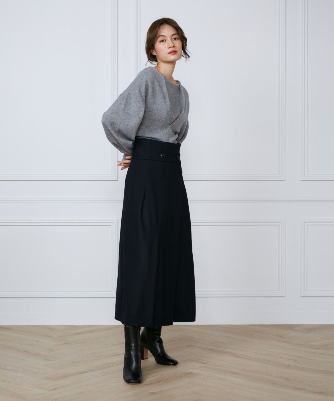 INED「フラノストレッチラップ風スカート《la veille by SUPERIOR CLOSET》」|スカート|