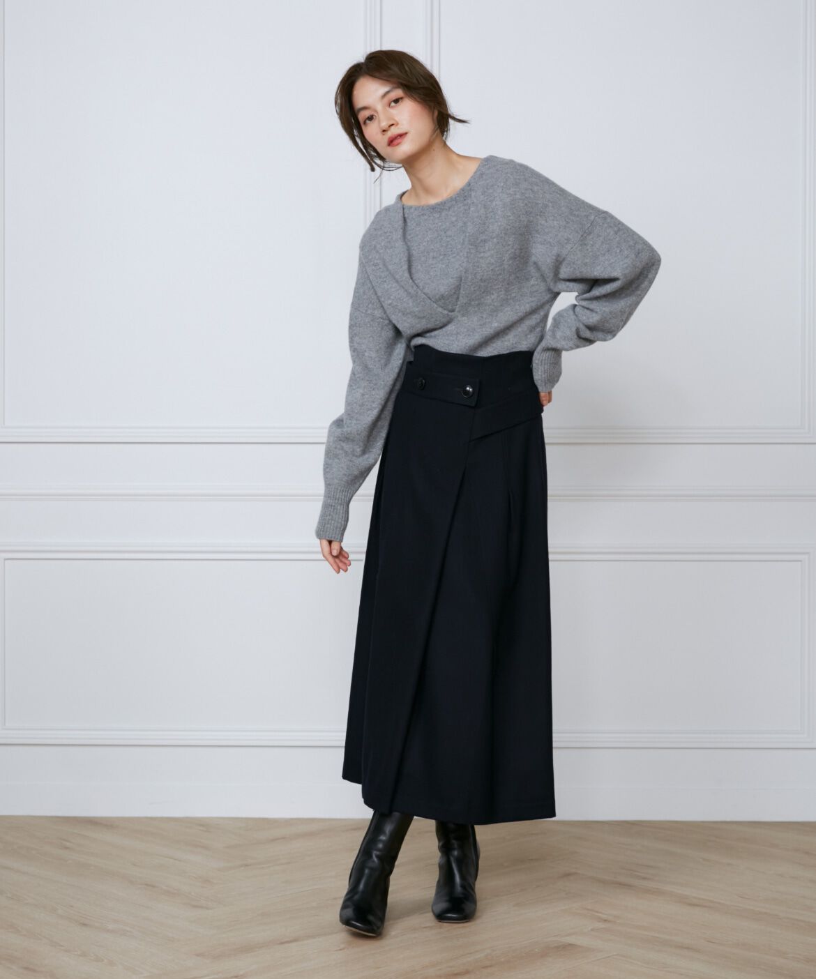 INED「フラノストレッチラップ風スカート《la veille by SUPERIOR CLOSET》」|スカート|