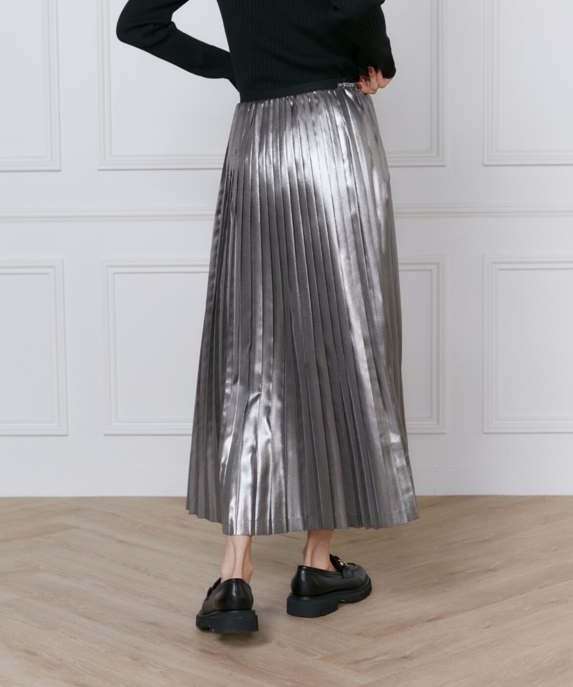 INED「メタリックプリーツスカート」|スカート|