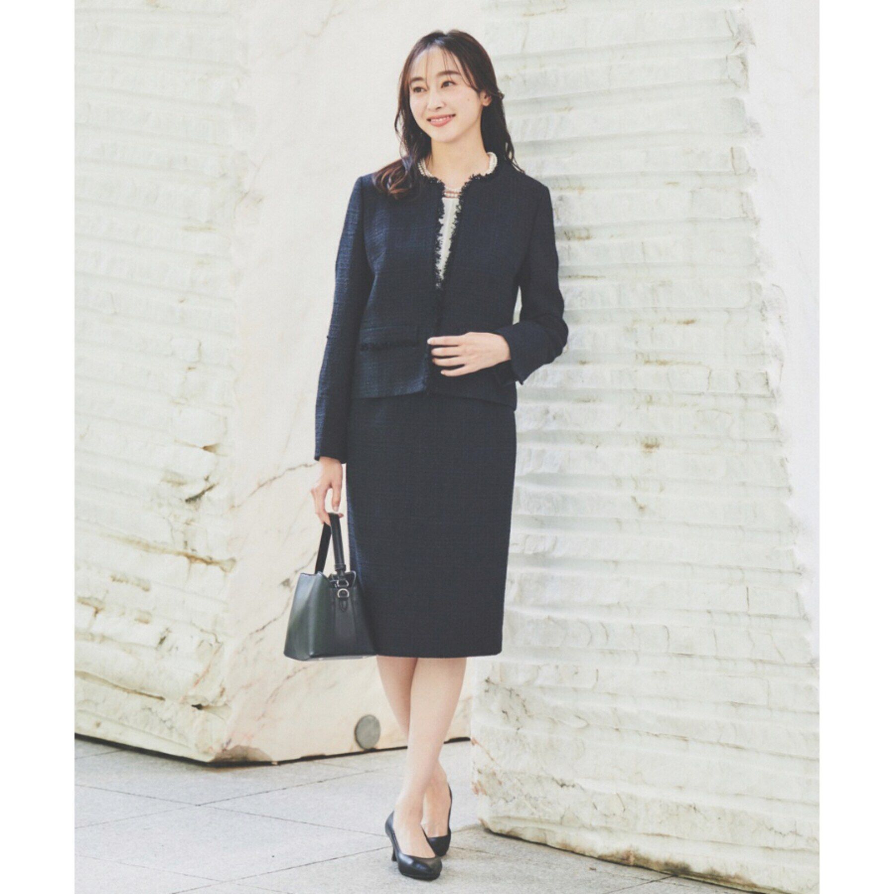 UNTITLED「【入卒／セレモニー／通勤】ラメツイードタイトスカート」|スカート|