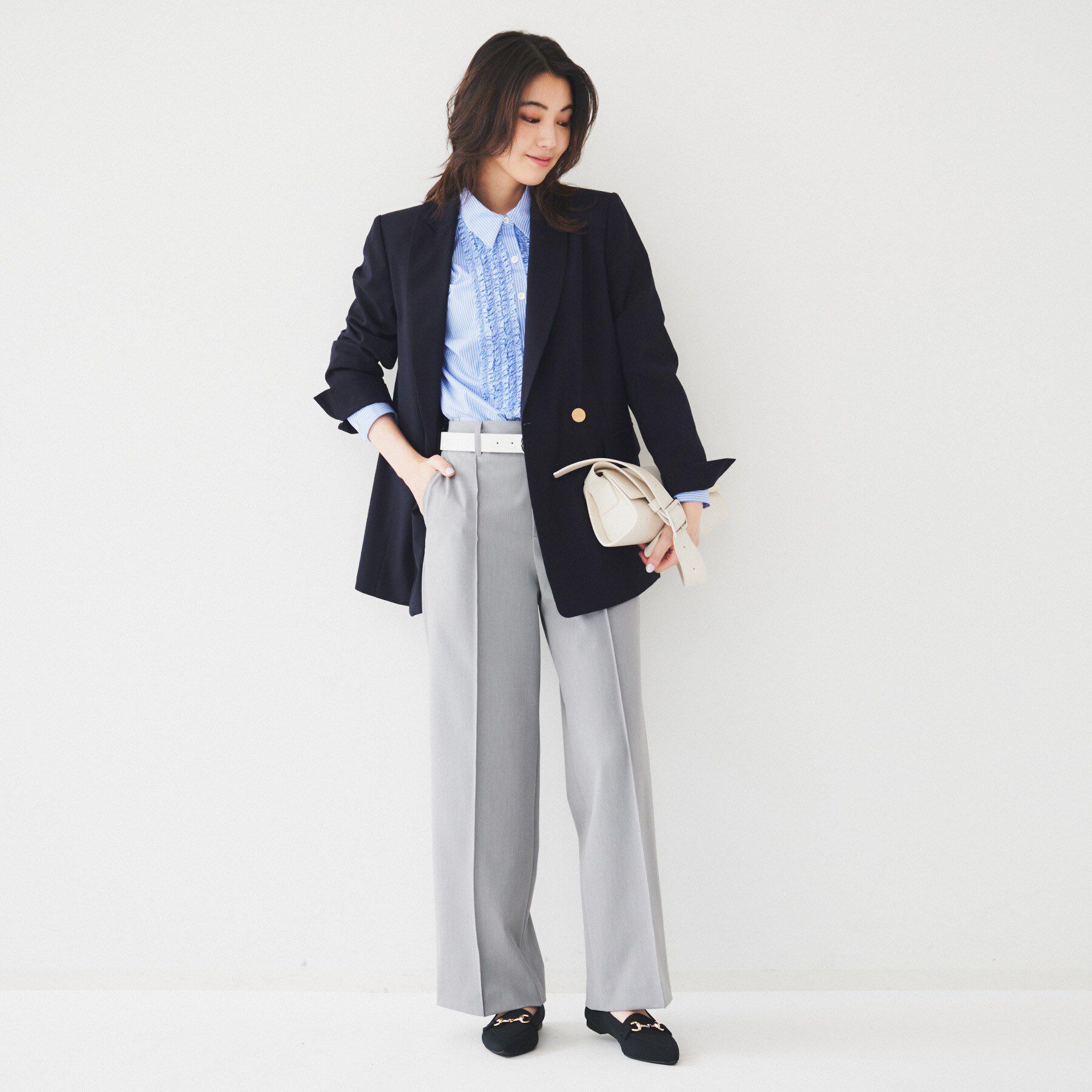 UNTITLED「【通勤/春の軽羽織り】サマーウール調 ダブルブレストジャケット」|テーラードジャケット|