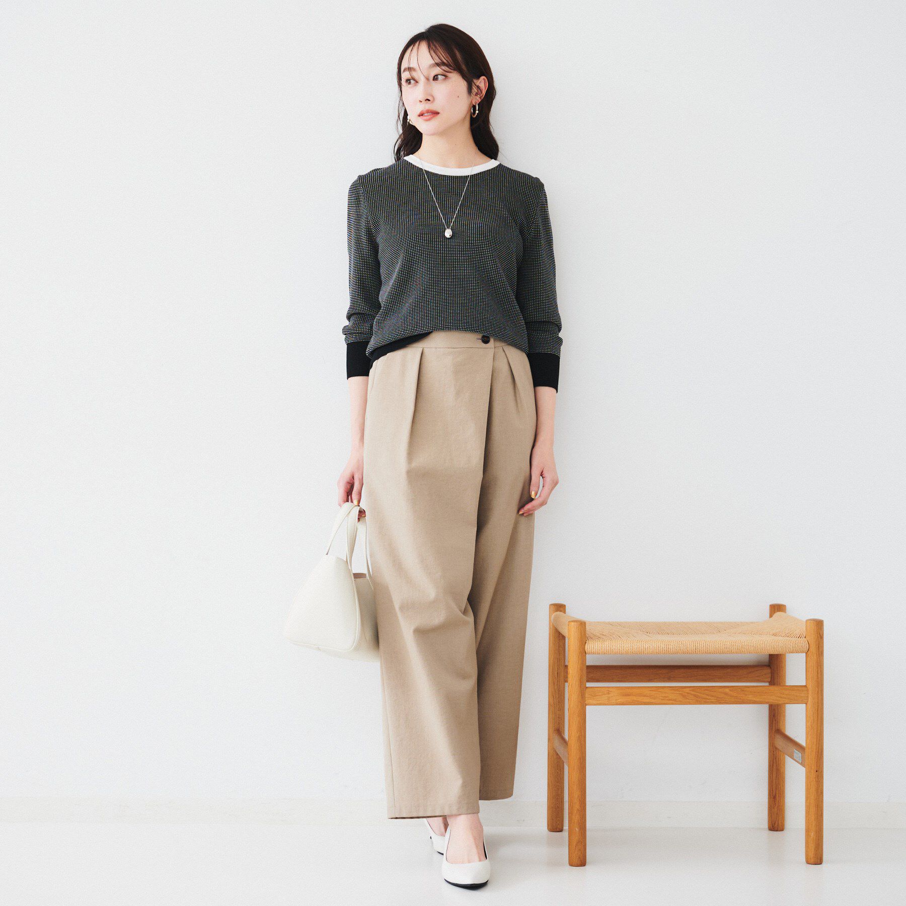 UNTITLED「【配色カラー/アンサンブル可能】きれいめ七分袖ニット」|ニット・セーター|