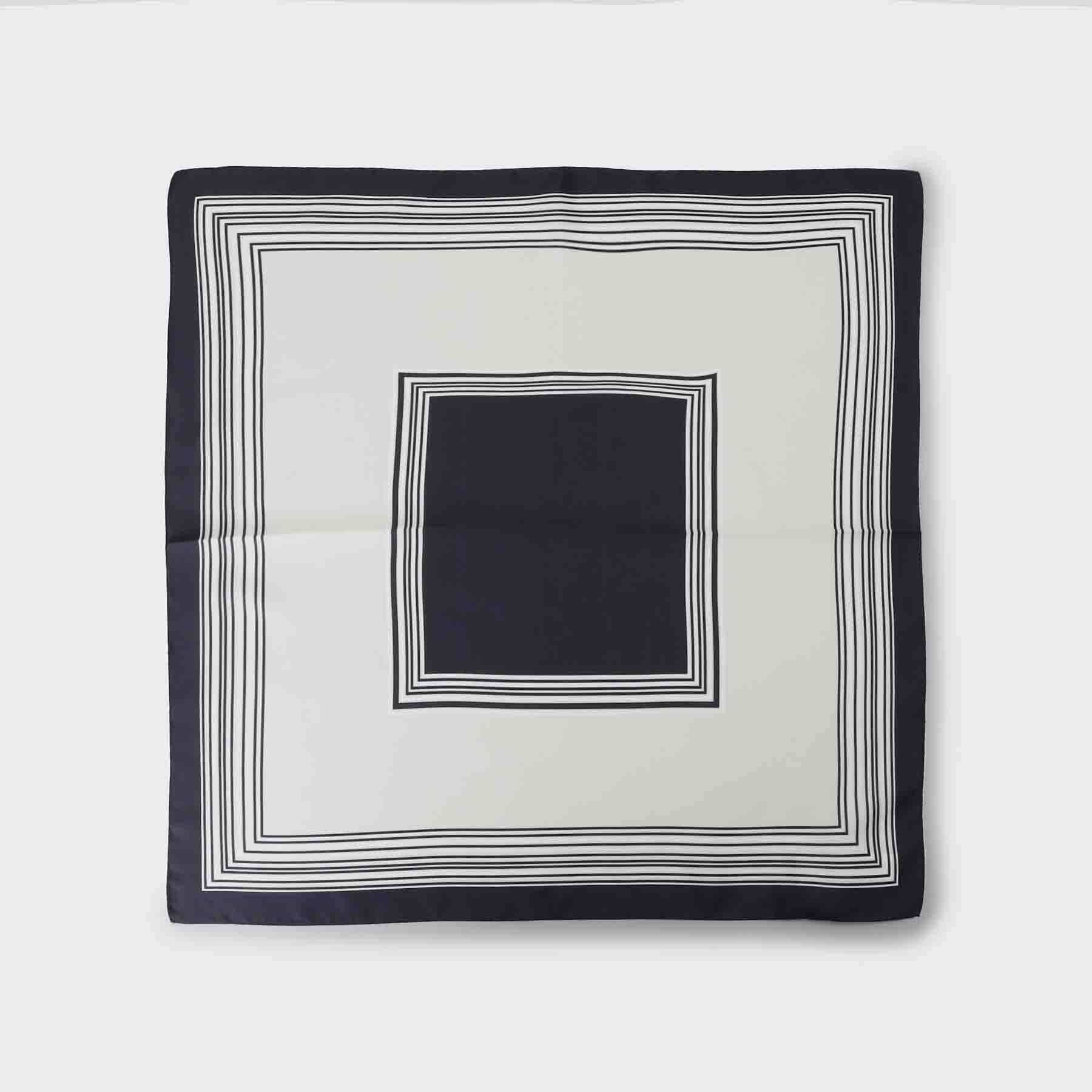 UNTITLED「スクエアラインプリントスカーフ」|バンダナ・スカーフ|ネイビー(594)