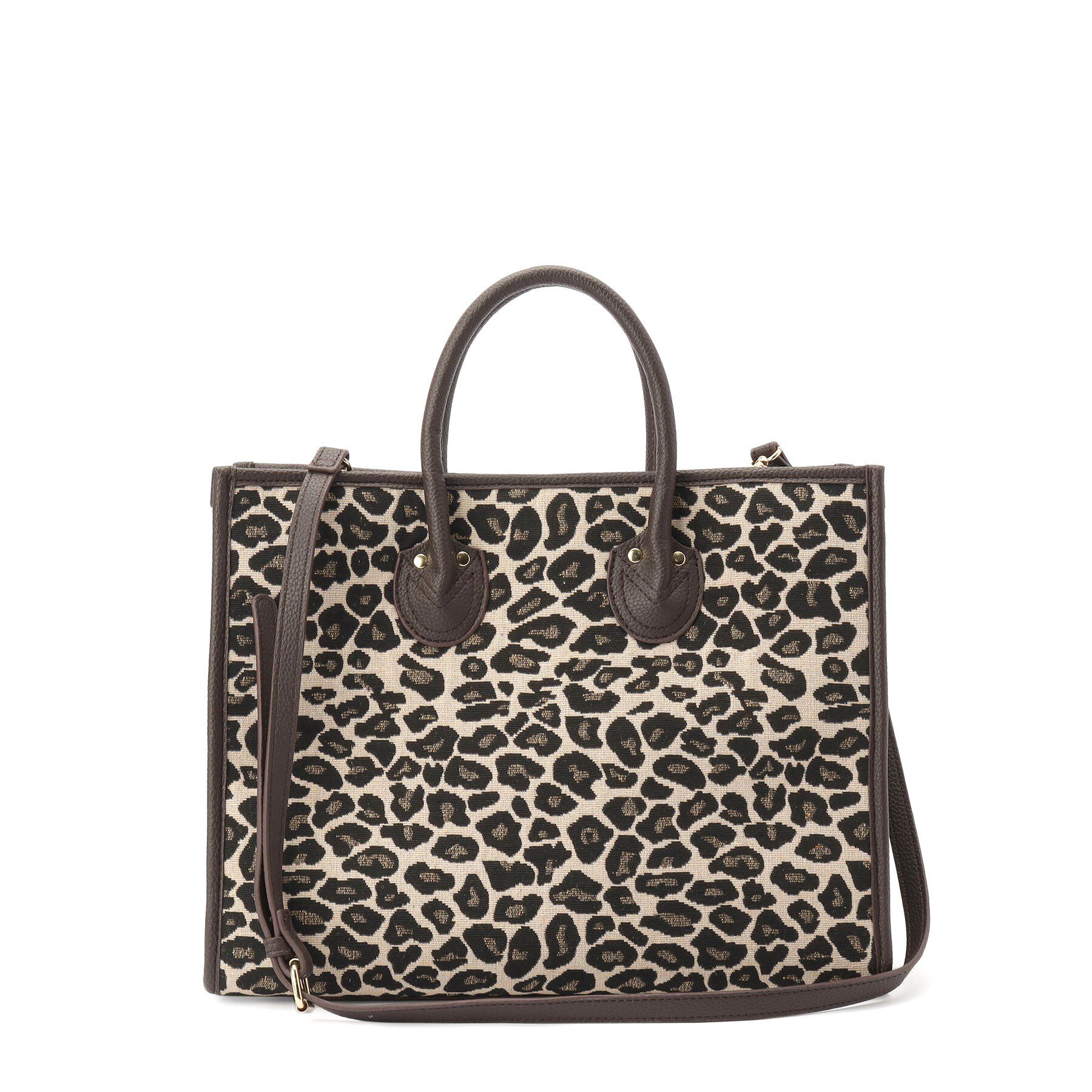 Reflect「【しっかり収納／ショルダー付き】レオパードジャカードバッグ」|トートバッグ|