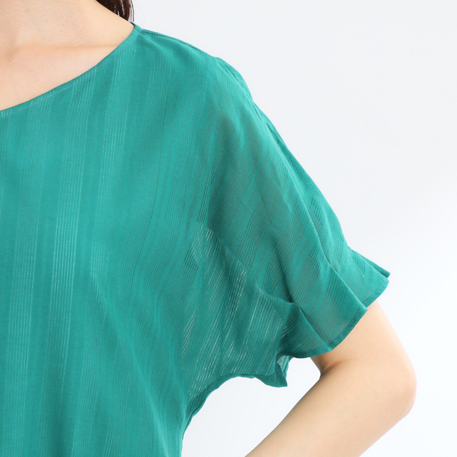 Reflect「【夏SALE／一枚で決まる◎／手洗い可】シアーストライプソフトAラインワンピース」|ワンピース|