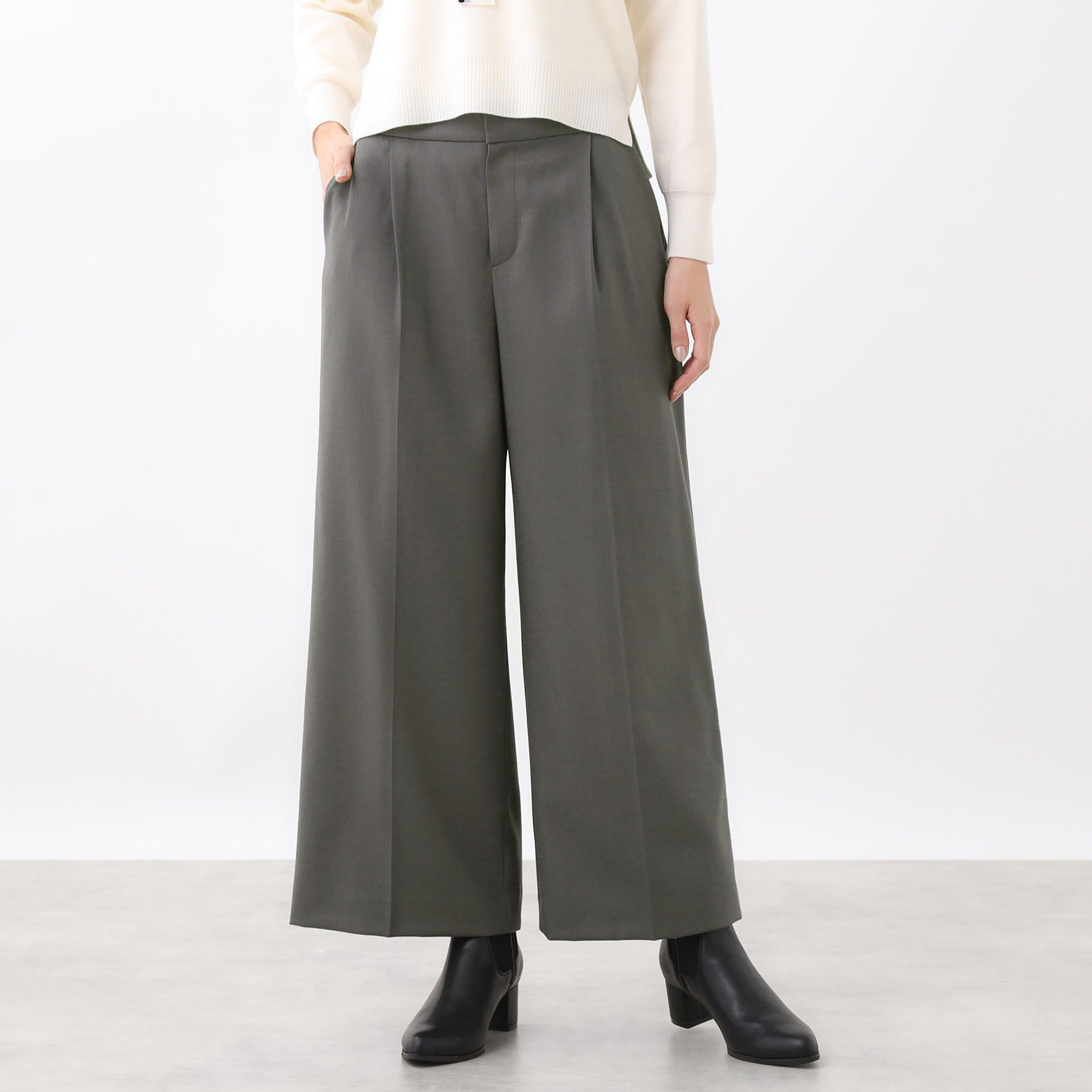 Reflect「【腰周りすっきり◎】ワイドクロップドパンツ」|その他|トープ(054)