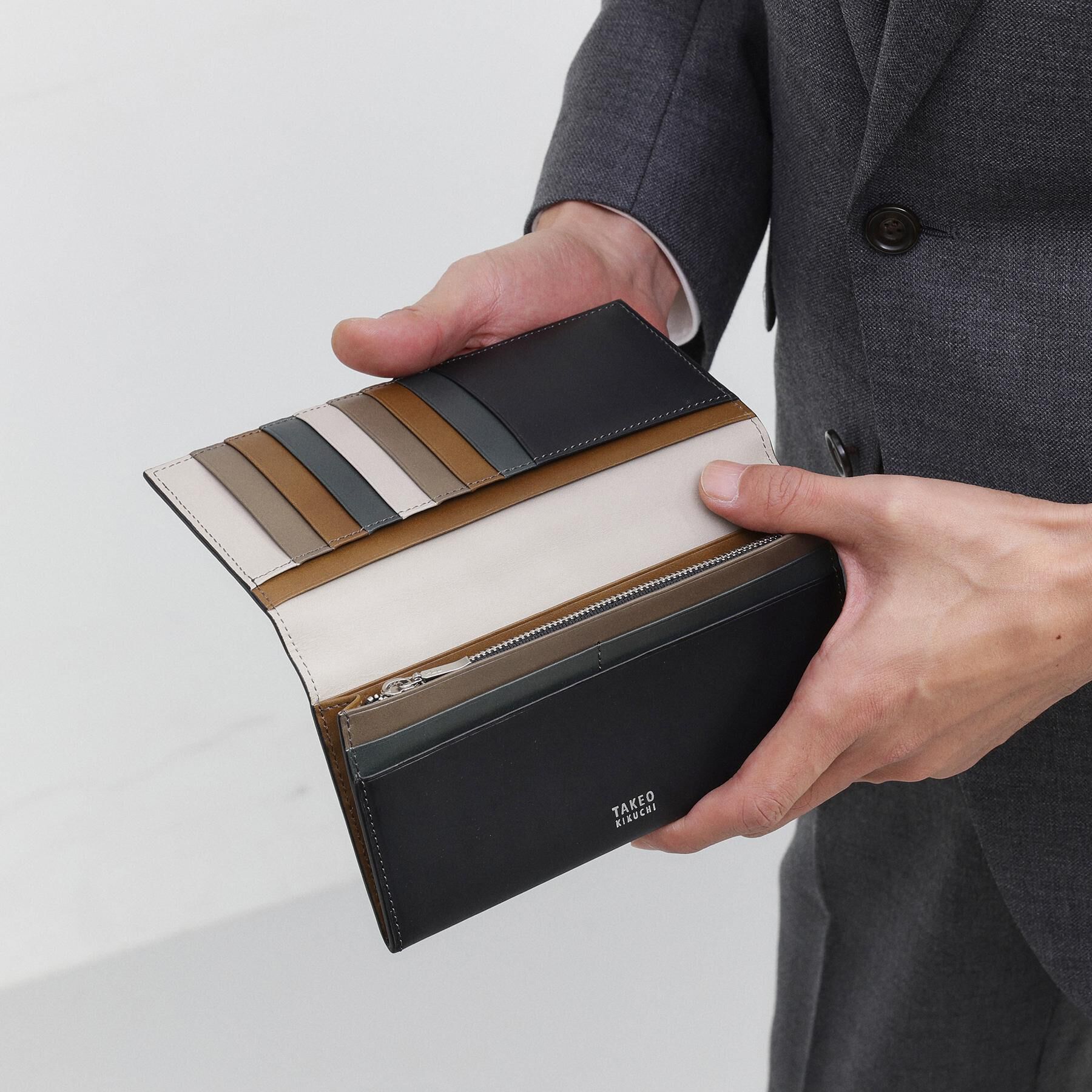 TAKEO KIKUCHI「アンティーク調レザー 2つ折り長財布」|財布|