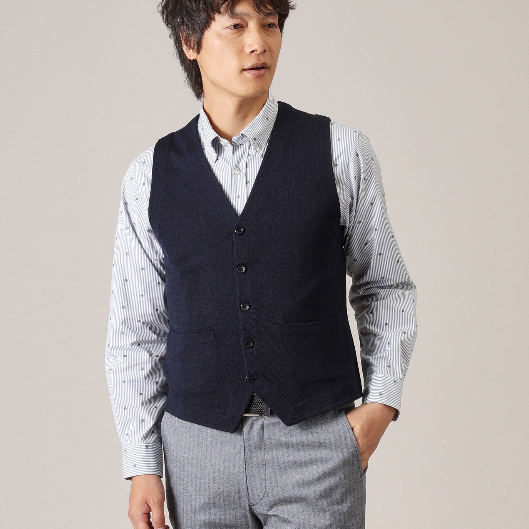 TAKEO KIKUCHI「ハットモチーフ ジャカード ストライプ シャツ」|シャツ・ブラウス|