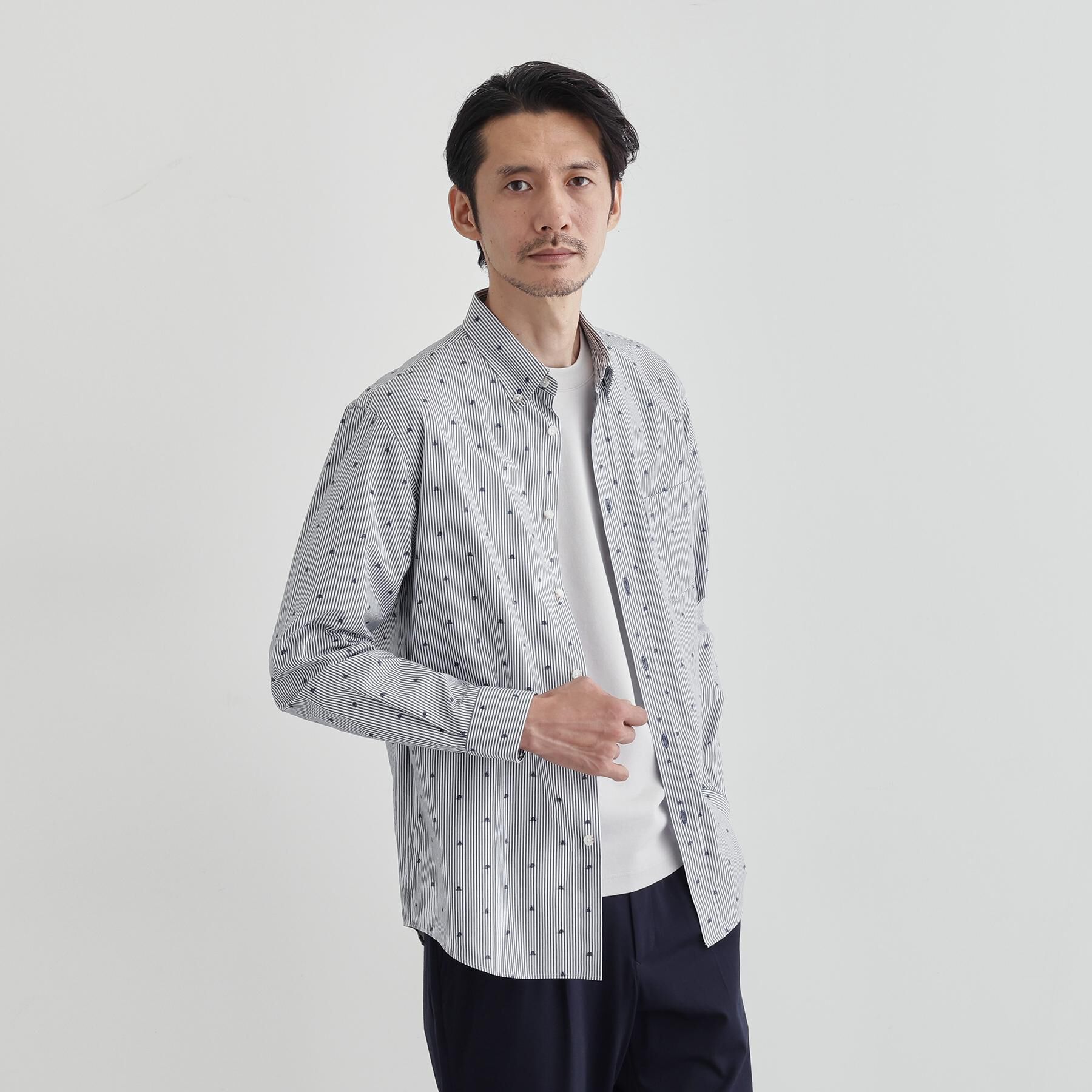 TAKEO KIKUCHI「ハットモチーフ ジャカード ストライプ シャツ」|シャツ・ブラウス|