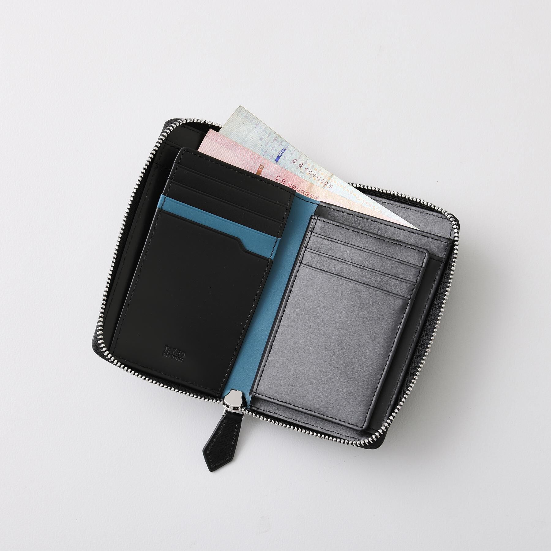 TAKEO KIKUCHI「【リップルグレイン】3方ラウンドコンパクトスリム財布」|財布|