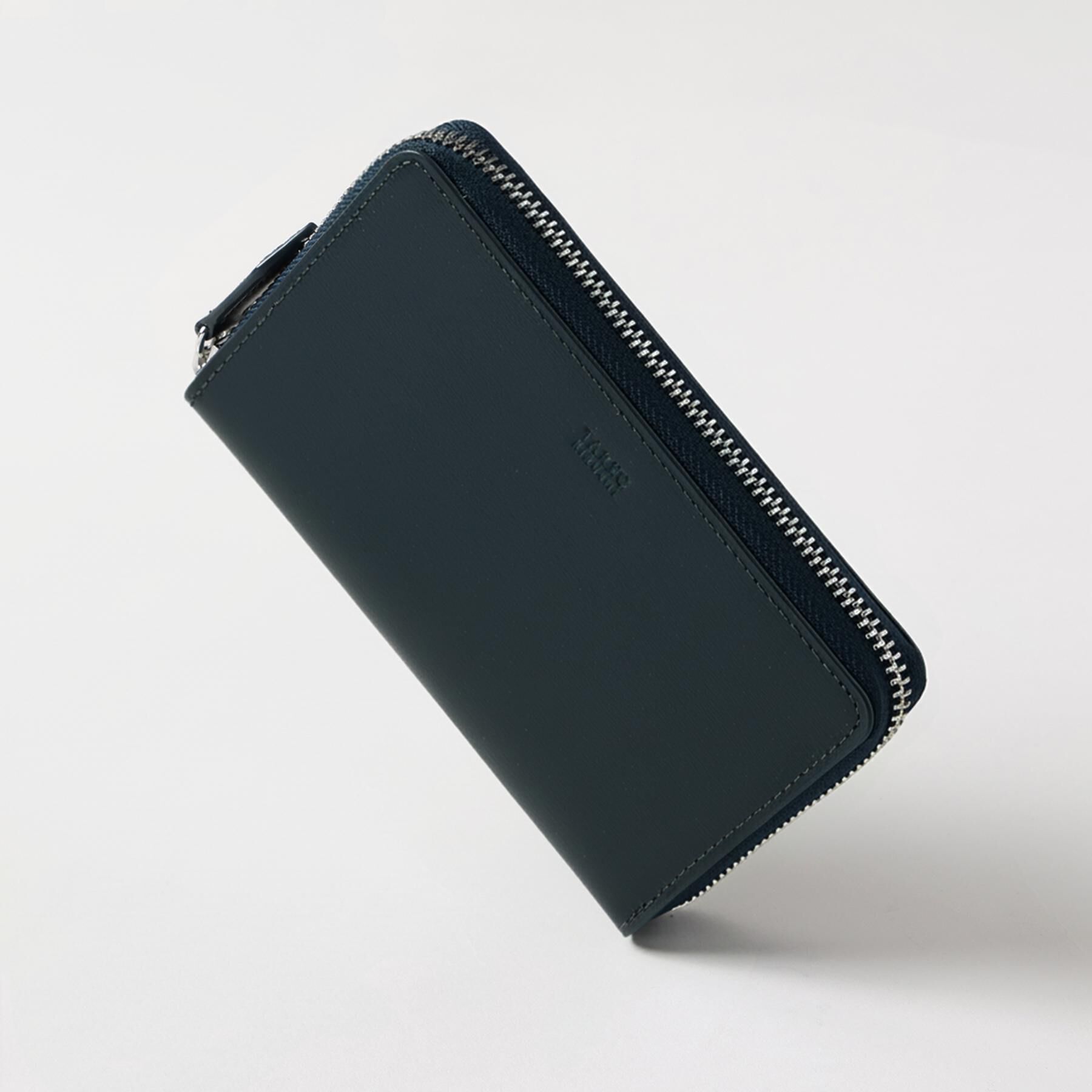 TAKEO KIKUCHI「【リップルグレイン】3方ラウンドコンパクトスリム財布」|財布|ブルー(093)