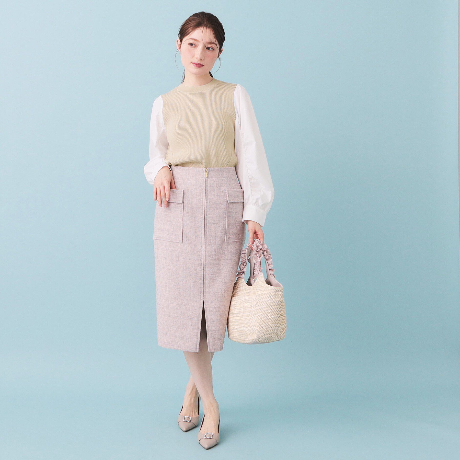 index「シャーリングドッキングニット【洗濯機OK】」|ニット・セーター|