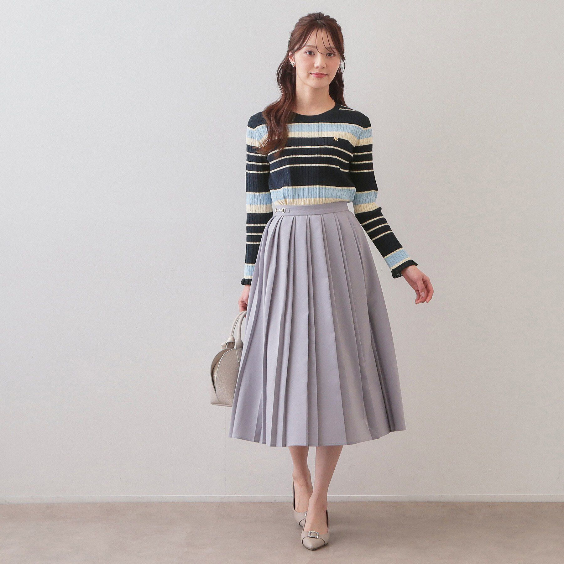 index「ランダムボーダーケーブルニット【洗濯機OK/坑ピル】」|ニット・セーター|