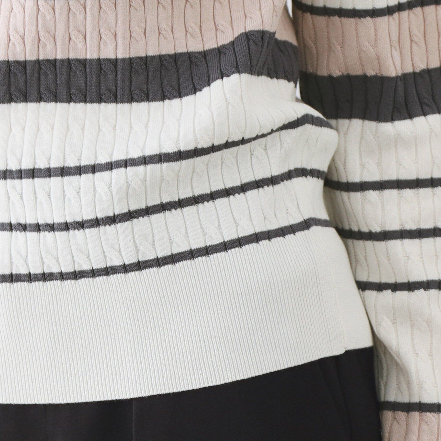 index「ランダムボーダーケーブルニット【洗濯機OK/坑ピル】」|ニット・セーター|