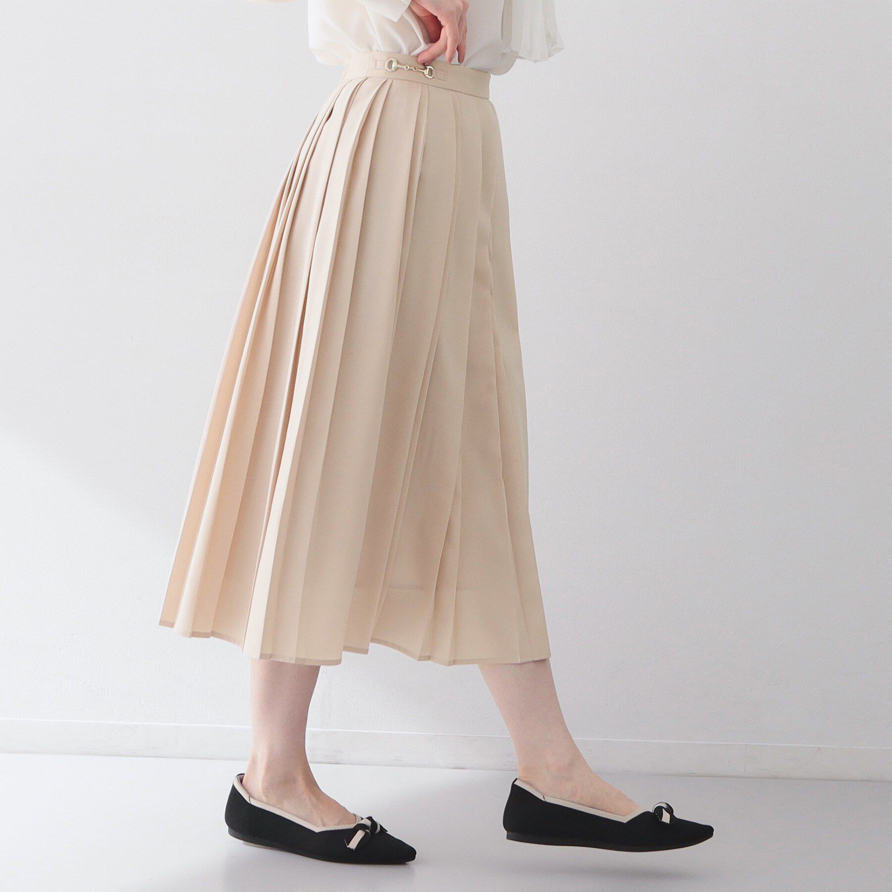 index「ビット付きダブルプリーツスカート【洗濯機OK/イージーアイロン】」|スカート|