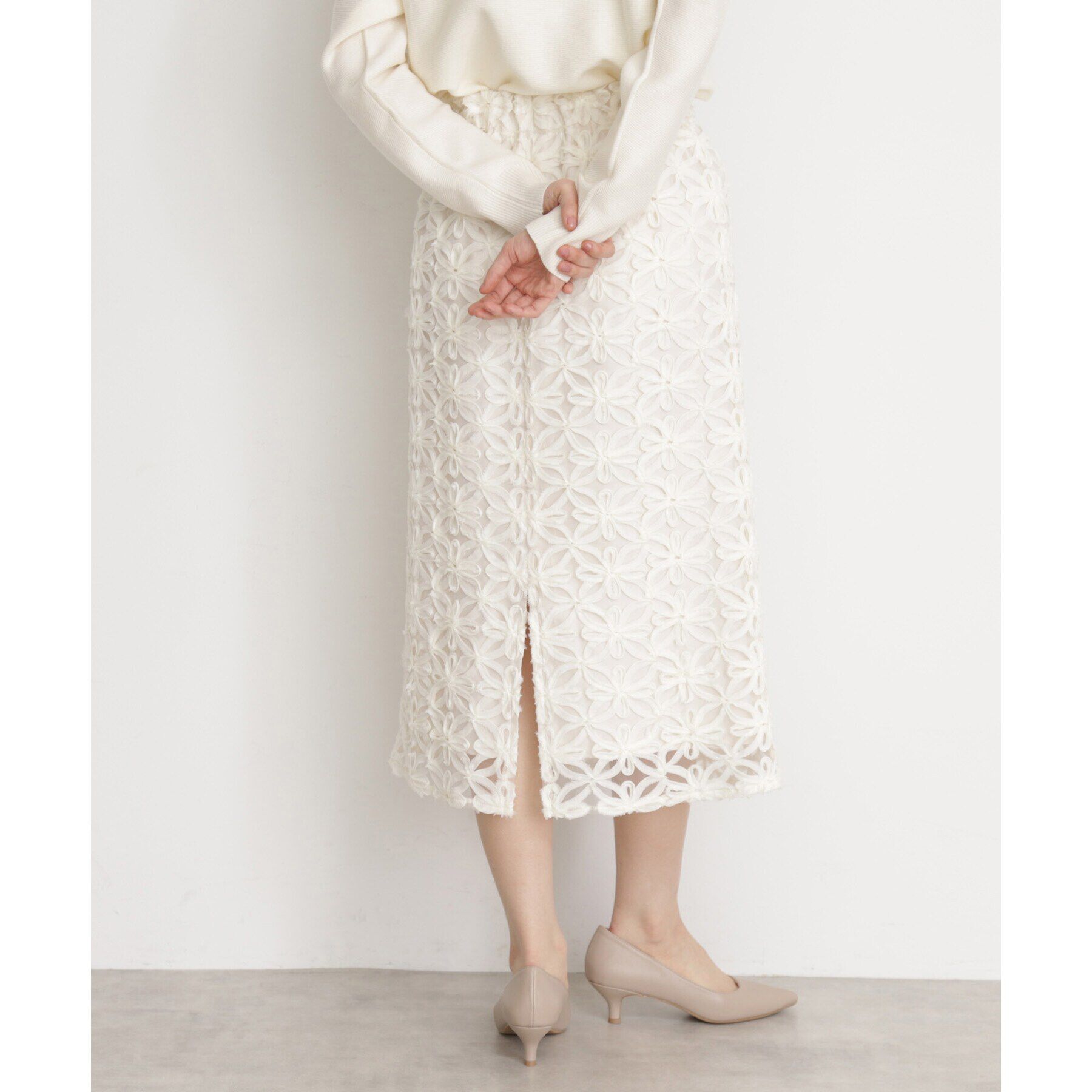THE SHOP TK「【ONOFF活躍／セレモニー】刺繍レーススカート／洗える」|スカート|