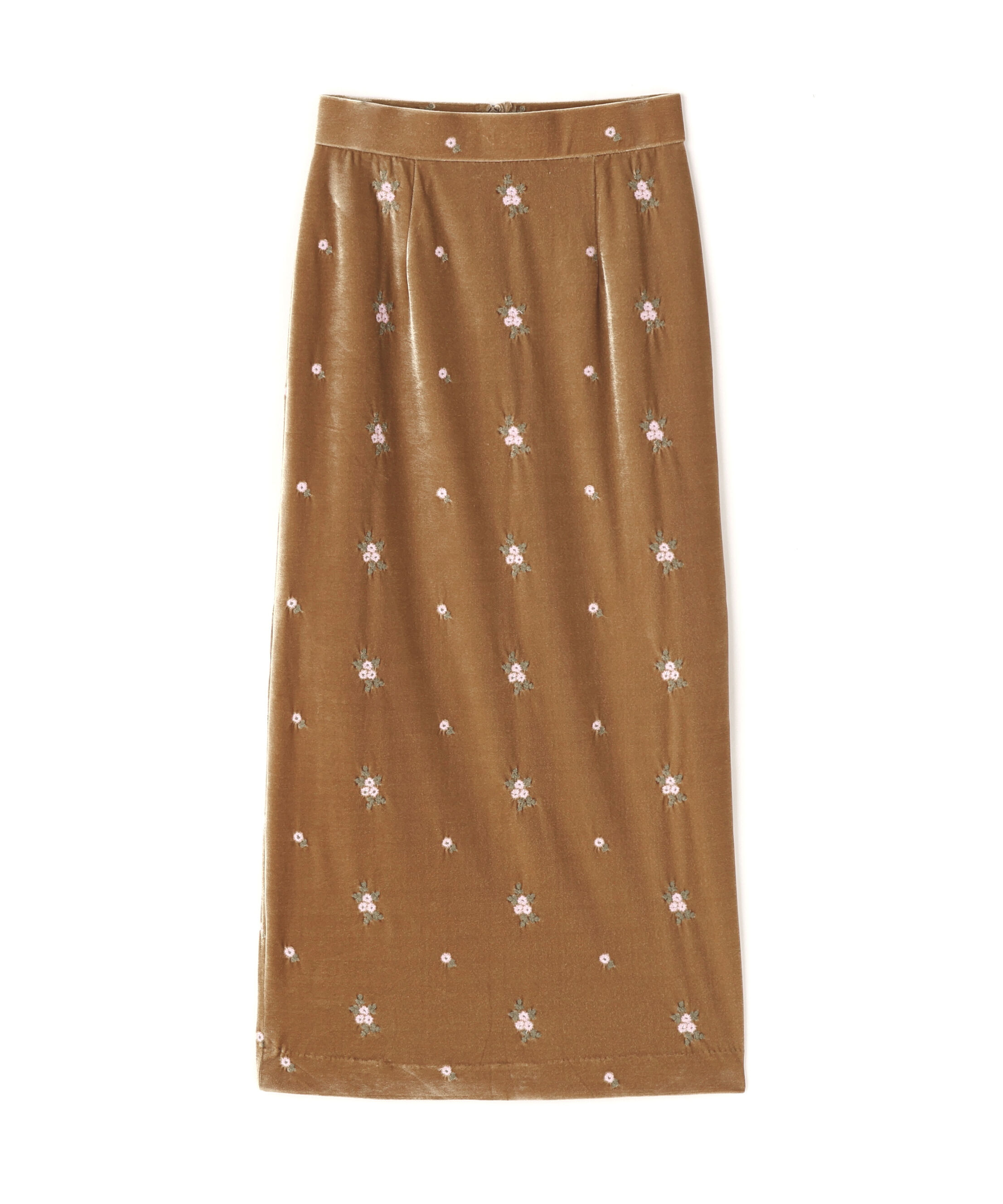  「フラワー刺繍ベロアスカート」|スカート|