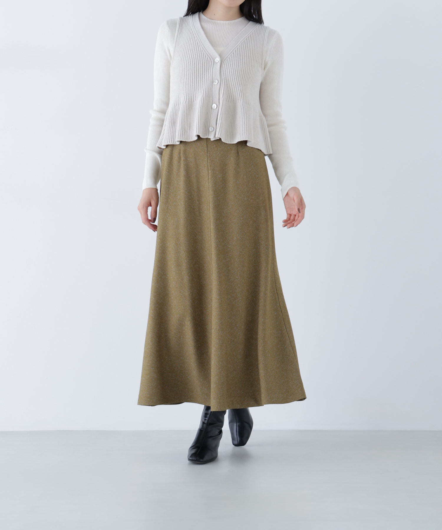  「ネップツイードナロースカート」|スカート|